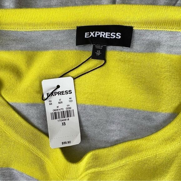Express Yellow & Grey Striped Lightweight Sweater - Picture 5 of 6